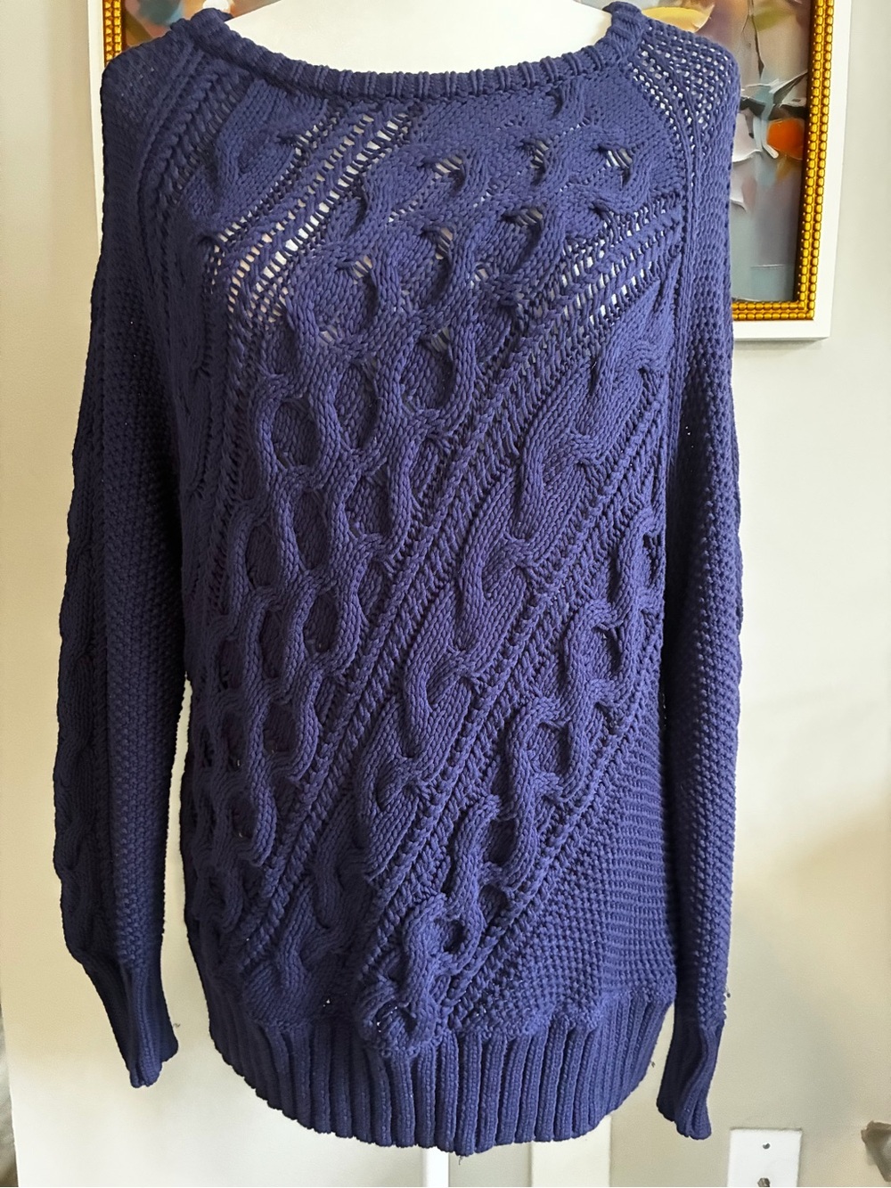 NWOT J Crew cotton knit sweater blue size medium
